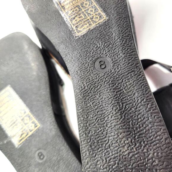 Pierre Dumas Hester-12 Wedge Sandals Size 8 Double-Buckle Vegan Faux Leather - Picture 10 of 16